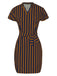 1960s Cap Sleeve Vertical Stripe Pencil Dress