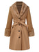 Khaki 1950s Faux Fur Collar Button Coat