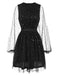 Black 1970s Star Sequins Lantern Sleeve Dress