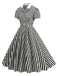 1950s Peter Pan Collar Black & White Stripes Dress