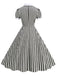 1950s Peter Pan Collar Black & White Stripes Dress