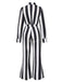 Black&White 1970s Lapel Striped Contrast Color Suit