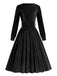 1950s Solid Square Neck Velvet Dress