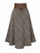 Brown 1970s Lace-Up Glen Plaid Skirt