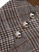 2PCS 1940s White Sweater & Brown Plaid Skirt