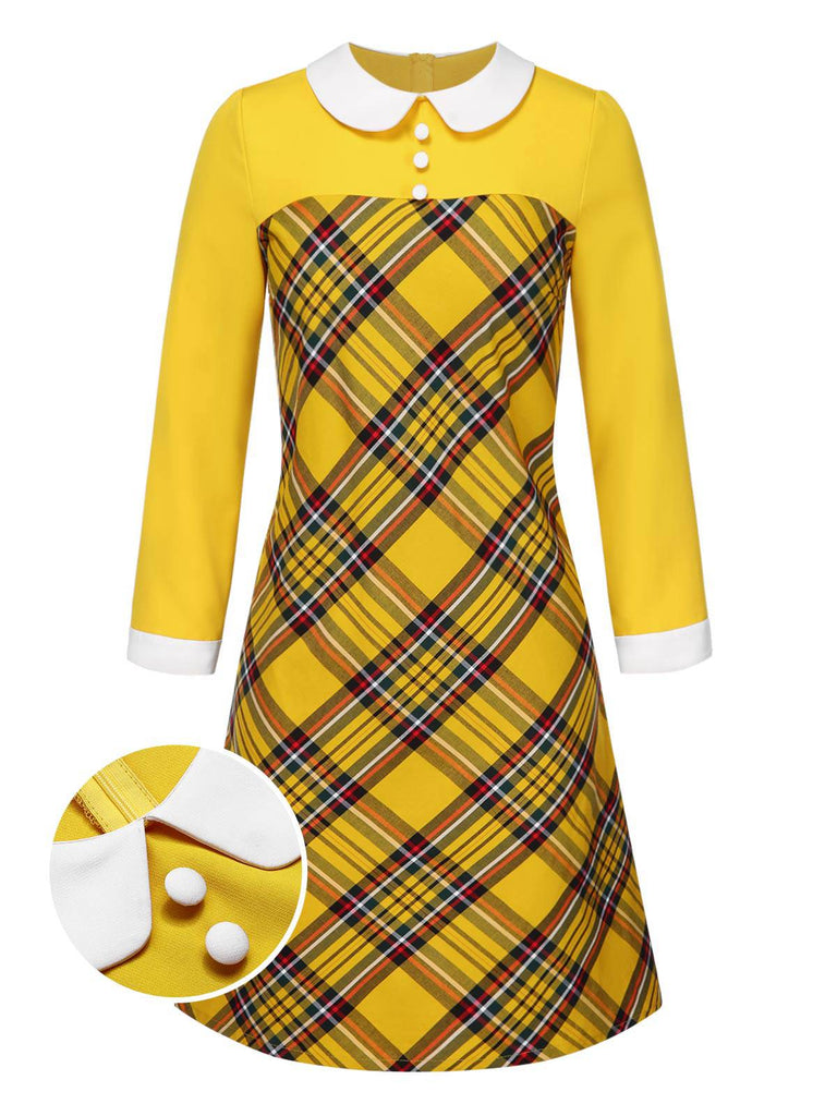 [Pre-Sale] Yellow 1960s Plaid Peter Pan Collar Dress