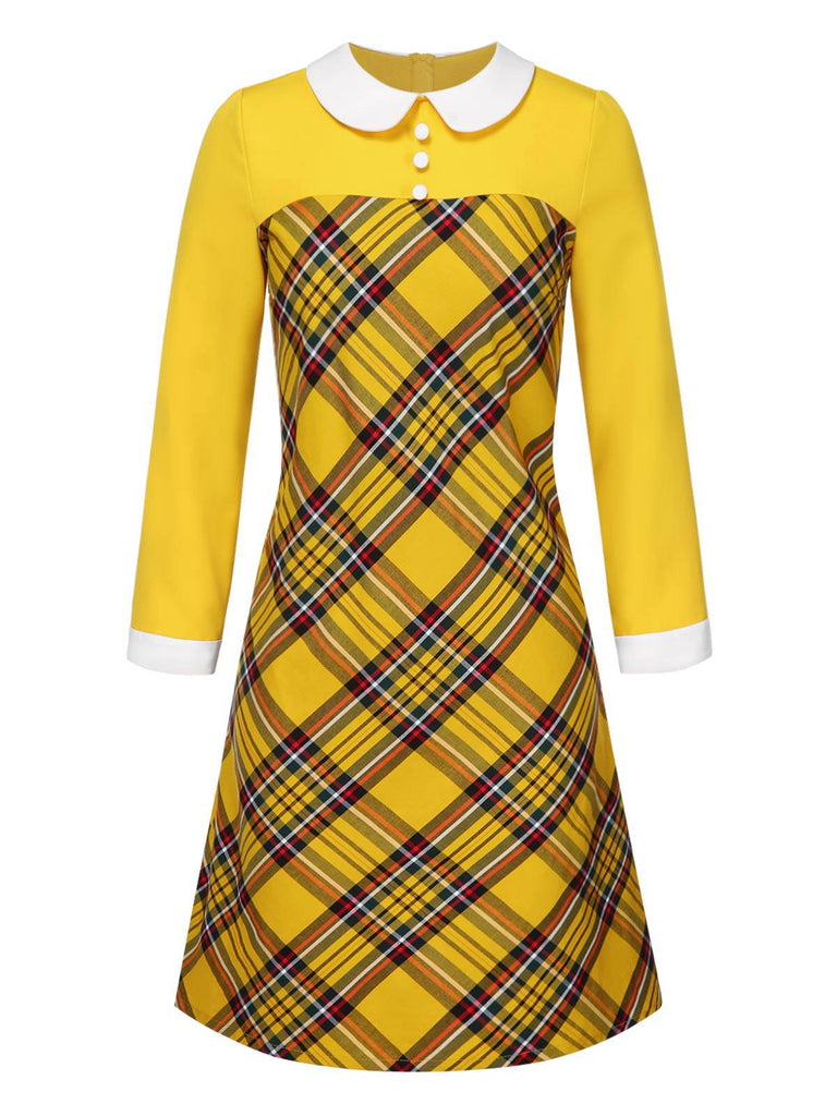 [Pre-Sale] Yellow 1960s Plaid Peter Pan Collar Dress