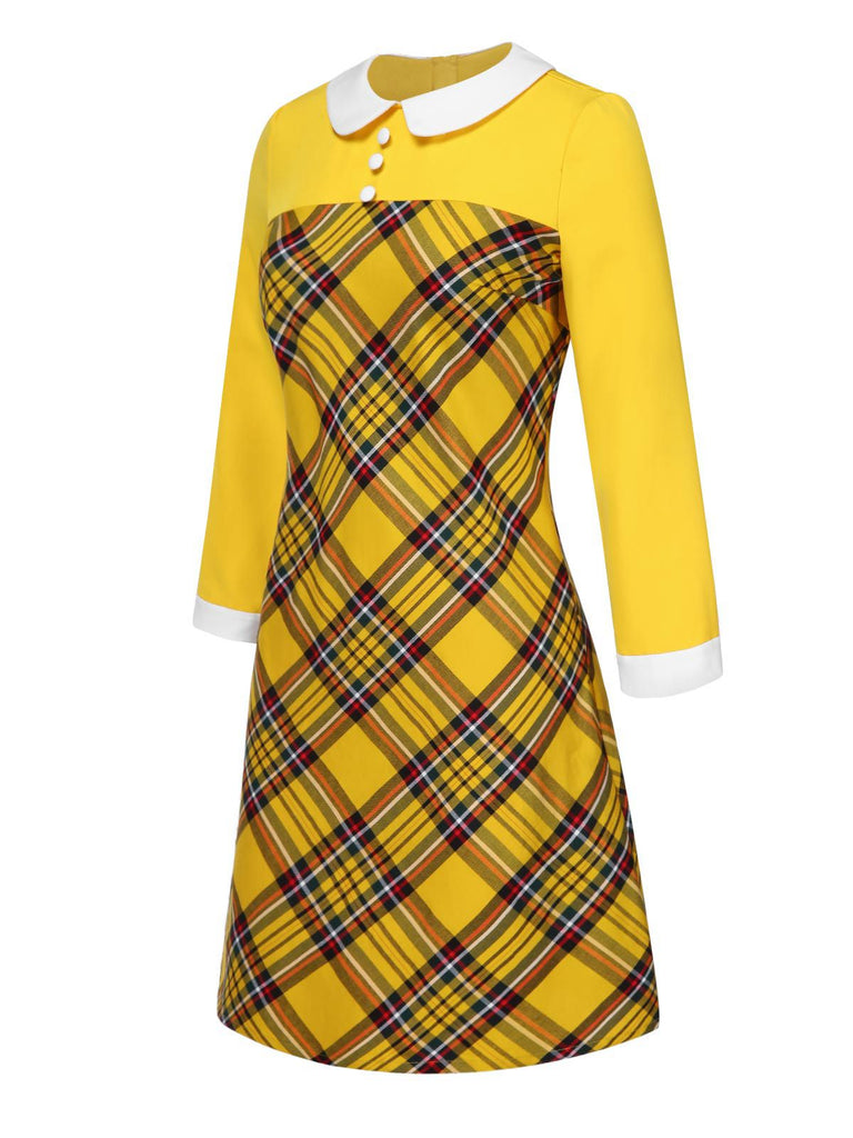 [Pre-Sale] Yellow 1960s Plaid Peter Pan Collar Dress