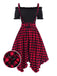 [Pre-Sale] 1950s Red Plaid Suspender Irregular Dress