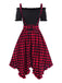 [Pre-Sale] 1950s Red Plaid Suspender Irregular Dress