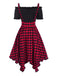 [Pre-Sale] 1950s Red Plaid Suspender Irregular Dress