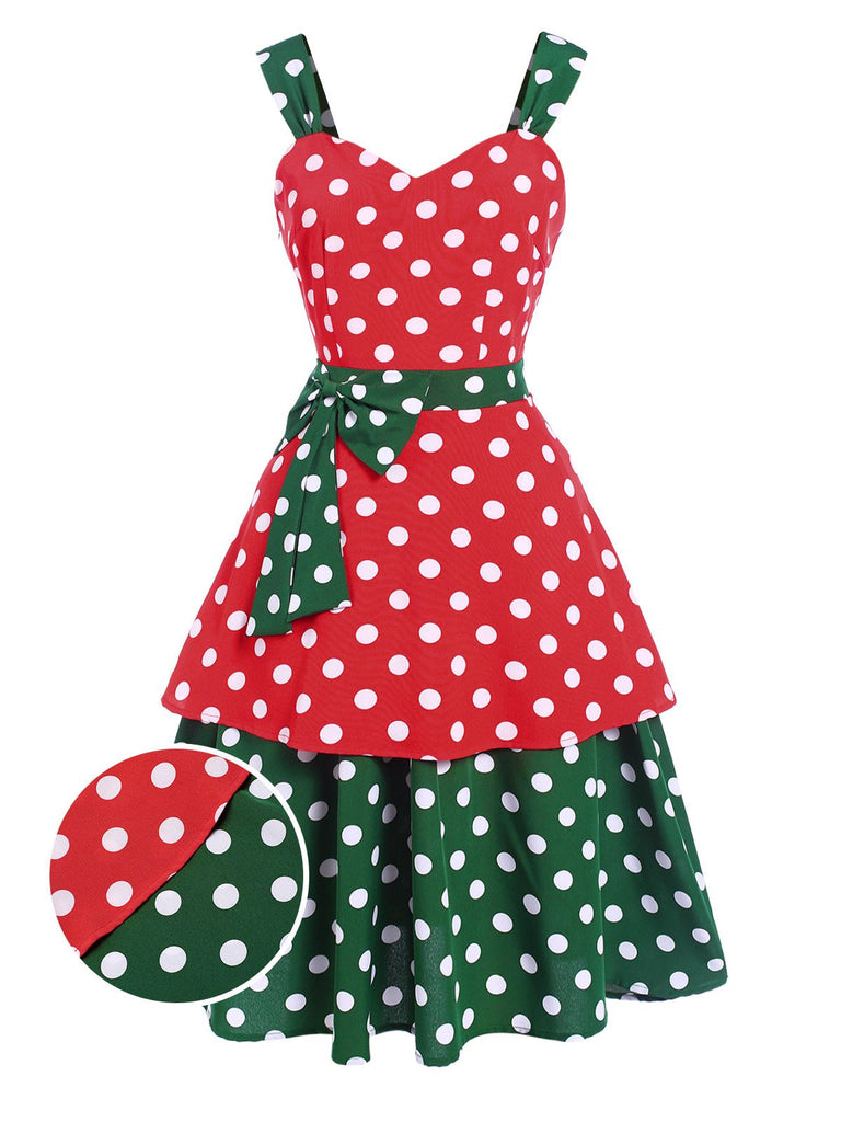 [Pre-Sale] Red & Green 1950s Polka Dots Bowknot Dress