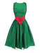 Green 1950s Polka Dot Mesh Patchwork Dress