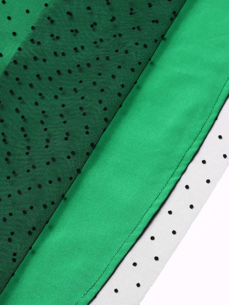 Green 1950s Polka Dot Mesh Patchwork Dress