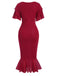 [Pre-Sale] Red 1930s Layered Ruffle Fishtail Dress