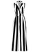 [Pre-Sale] 1930s V-Neck Black & White Vertical Stripes Jumpsuit