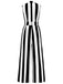 [Pre-Sale] 1930s V-Neck Black & White Vertical Stripes Jumpsuit