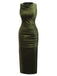 Green 1930s Velvet Pleated Bodycon Dress