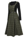 2PCS 1950s Solid Top & Plaids Belted Pinafore Dress