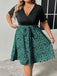 [Plus Size] 1950s Irregular Dots V-Neck Belt Dress