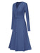 1940s V-Neck Wrap Waist A-Line Midi Dress