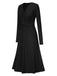 1940s V-Neck Wrap Waist A-Line Midi Dress