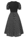 Black 1940s Polka Dot Scoop Neck Patchwork Dress