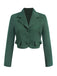 [Pre-Sale] 2PCS Green 1940s Lapel Button Blazer & Plaids Dress