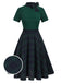 [Pre-Sale] Green 1950s Tie Neck Plaids Patchwork Dress