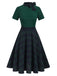 [Pre-Sale] Green 1950s Tie Neck Plaids Patchwork Dress