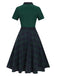 [Pre-Sale] Green 1950s Tie Neck Plaids Patchwork Dress