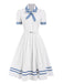 [Pre-Sale] White 1940s Striped Bow Lapel Dress