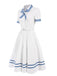 [Pre-Sale] White 1940s Striped Bow Lapel Dress