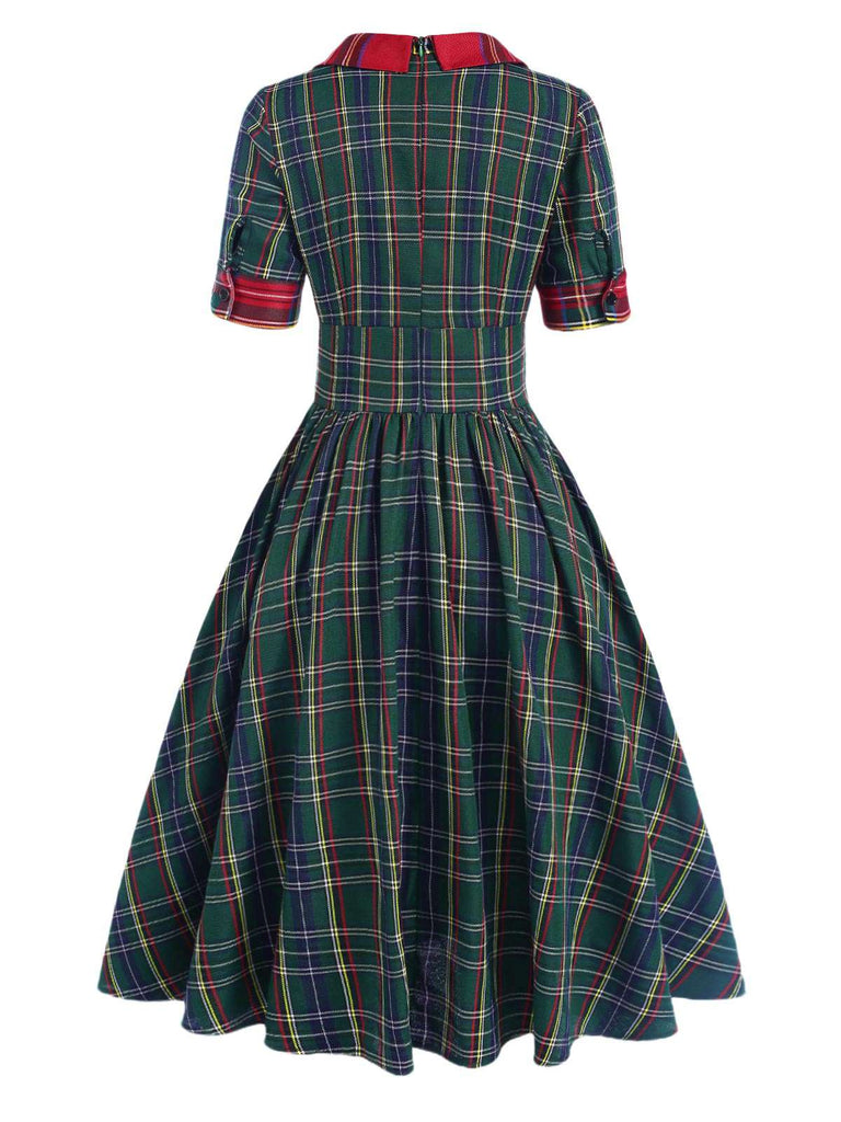 [Pre-Sale] Green 1950s Notched Scottish Plaid Dress