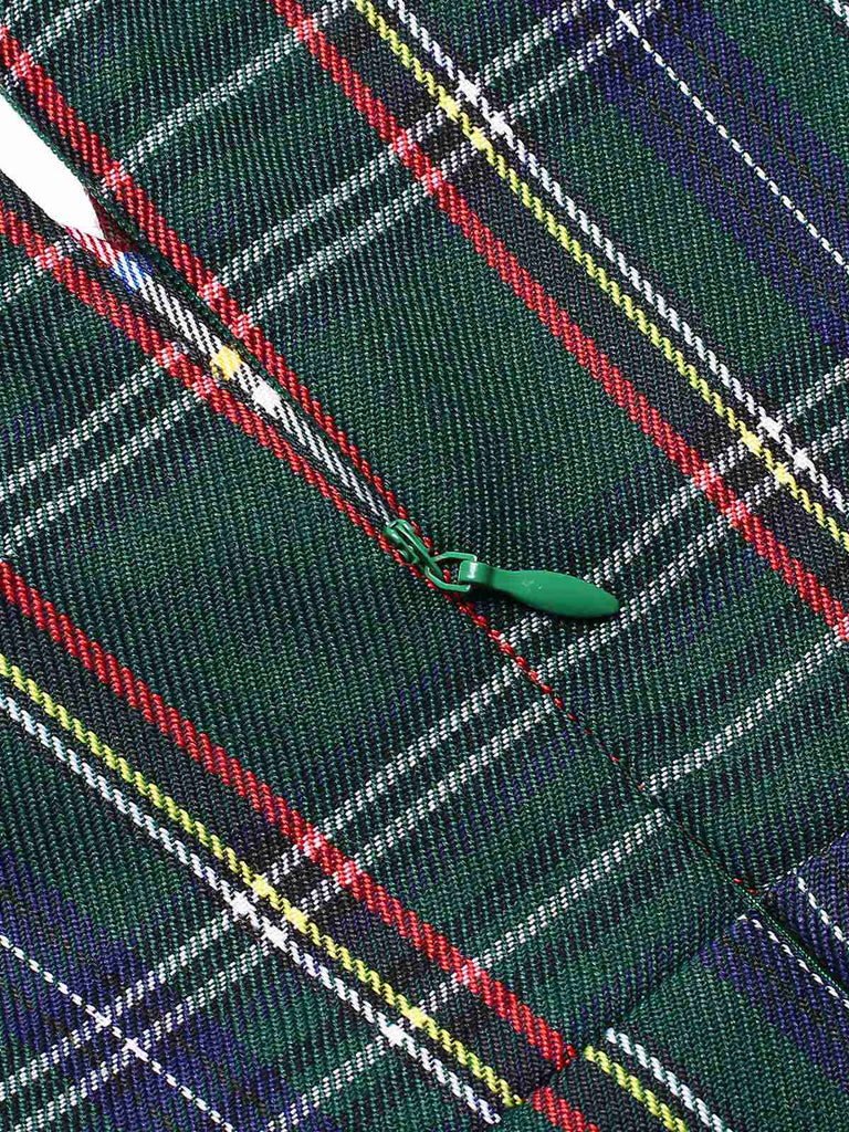 [Pre-Sale] Green 1950s Notched Scottish Plaid Dress