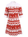 [Pre-Sale] Red 1960s Christmas Elk Bowknot Lapel Dress