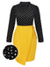 [Pre-Sale] [Plus Size] Black & Yellow 1960s Polka Dot Pencil Dress