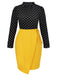 [Pre-Sale] [Plus Size] Black & Yellow 1960s Polka Dot Pencil Dress