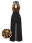 Gold 1930s Halter Neck Sequined Jumpsuit