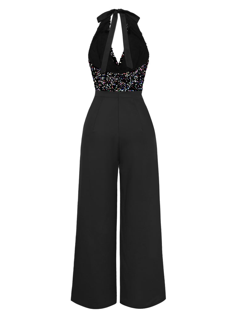 [Pre-Sale] Gold 1930s Cowl Neck Sequined Jumpsuit