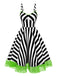 Black&White 1950s Striped Fluorescent Green Lace Dress