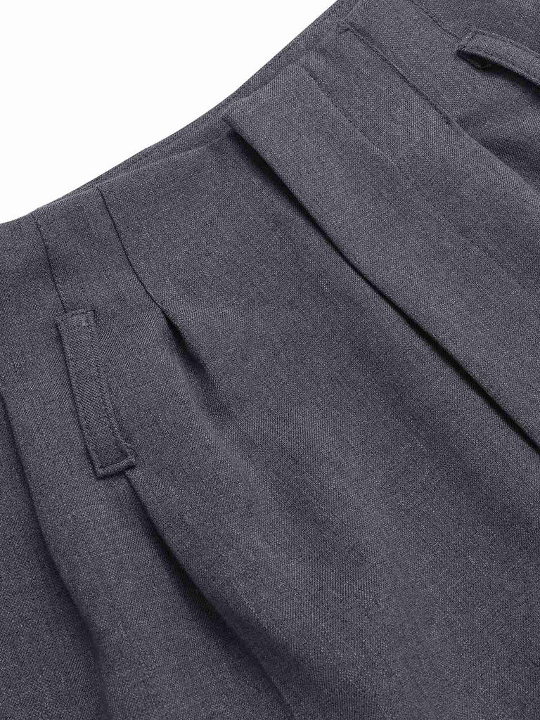 [Pre-Sale] Gray 1940s Solid Wide Leg Belted Pants