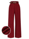 Deep Red 1950s Stripes Wide Leg Belted Pants