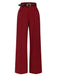 [Pre-Sale] Deep Red 1950s Stripes Wide Leg Belted Pants