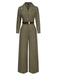 [Pre-Sale] Green 1930s Solid Lapel Belted Jumpsuit