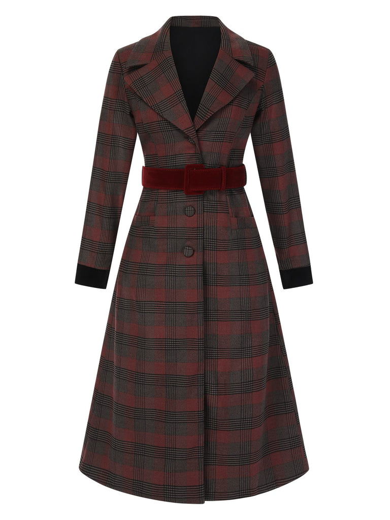 [Pre-Sale] Red 1930s Notched Collar Glen Check Coat