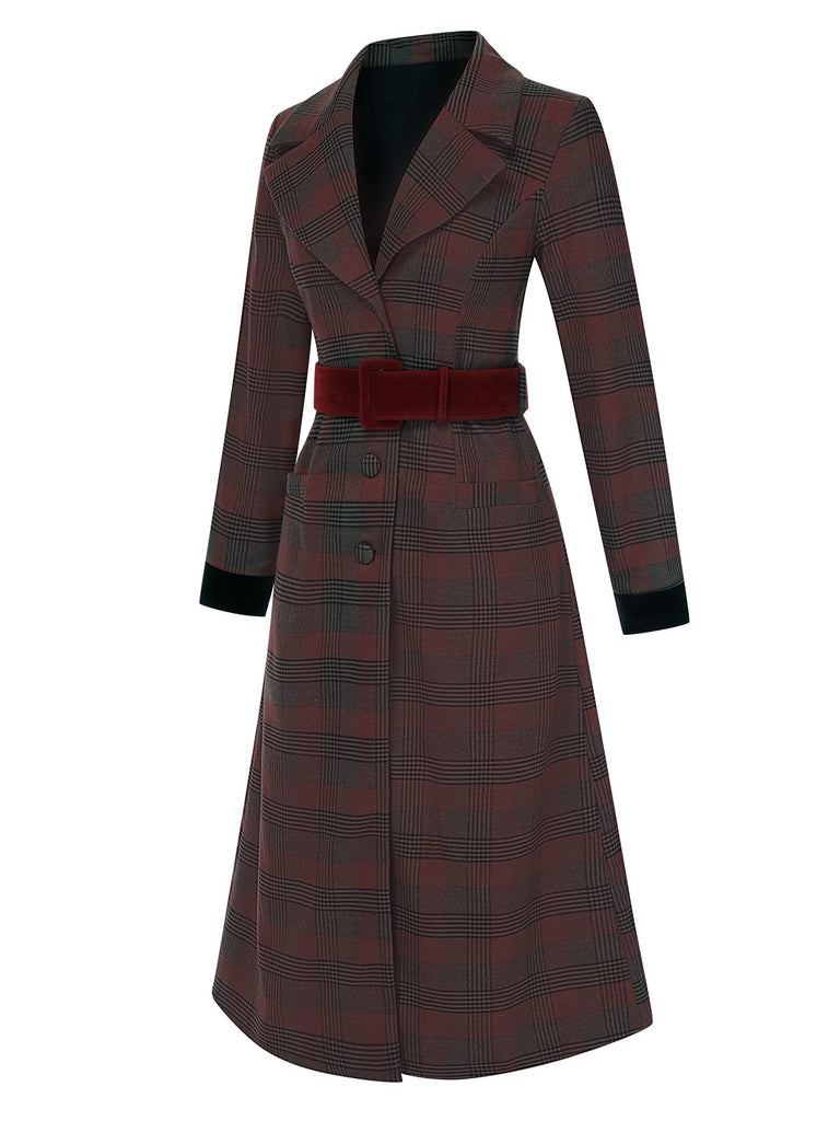 [Pre-Sale] Red 1930s Notched Collar Glen Check Coat