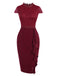 Wine Red 1960s Lace Patchwork Pencil Dress