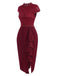 Wine Red 1960s Lace Patchwork Pencil Dress