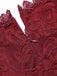 Wine Red 1960s Lace Patchwork Pencil Dress